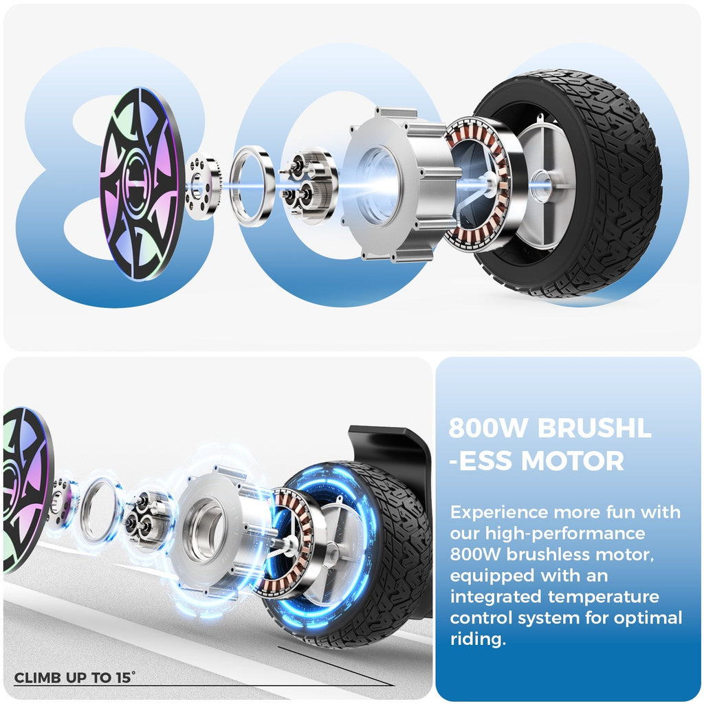 H8 8.5" Off Road Hoverboard with Bluetooth Music and LED Lights - Self Balancing System