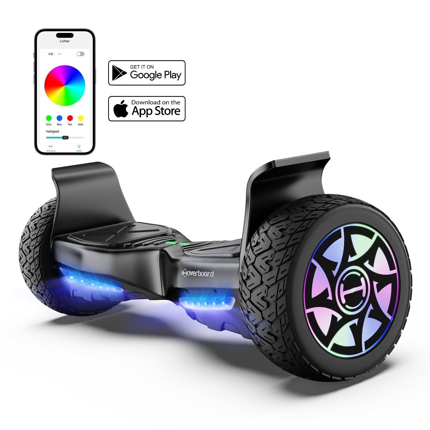 H8 8.5" Off Road Hoverboard with Bluetooth Music and LED Lights - Self Balancing System