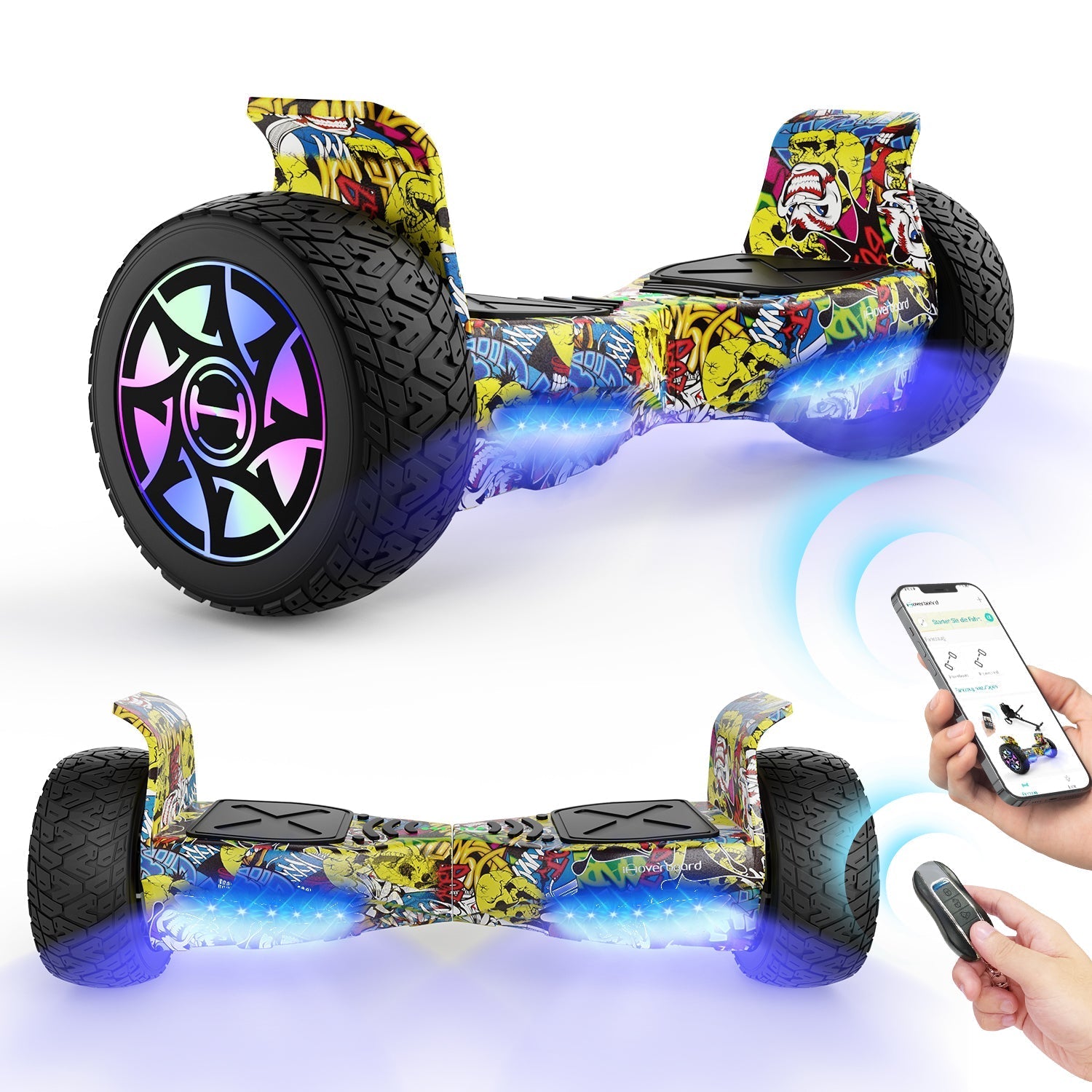 H8 8.5" Off Road Hoverboard with Bluetooth Music and LED Lights - Self Balancing System