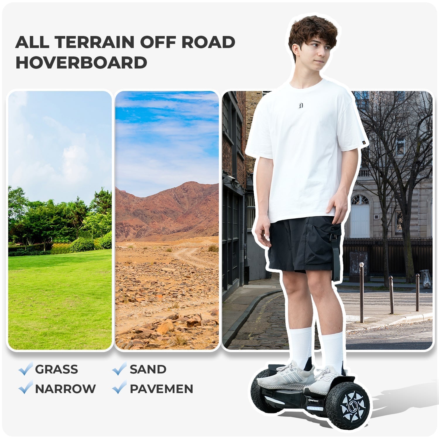 H8 8.5" Off Road Hoverboard with Bluetooth Music and LED Lights - Self Balancing System